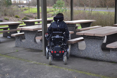 Columns at the picnic shelter block wheelchair access